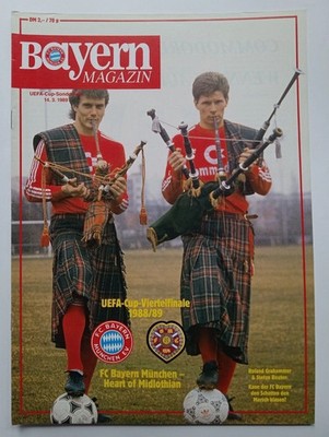 Orig. PRG  UEFA Cup 1988/89  BAYERN MÜNCHEN - HEART OF MIDLOTHIAN 1/4 FINALE  !!