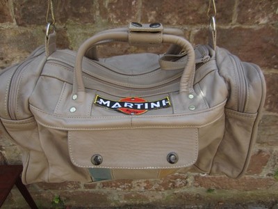 Super Vintage Leder Tasche kleine Reisetasche '' Martini ''  Beige / Taupe unisex