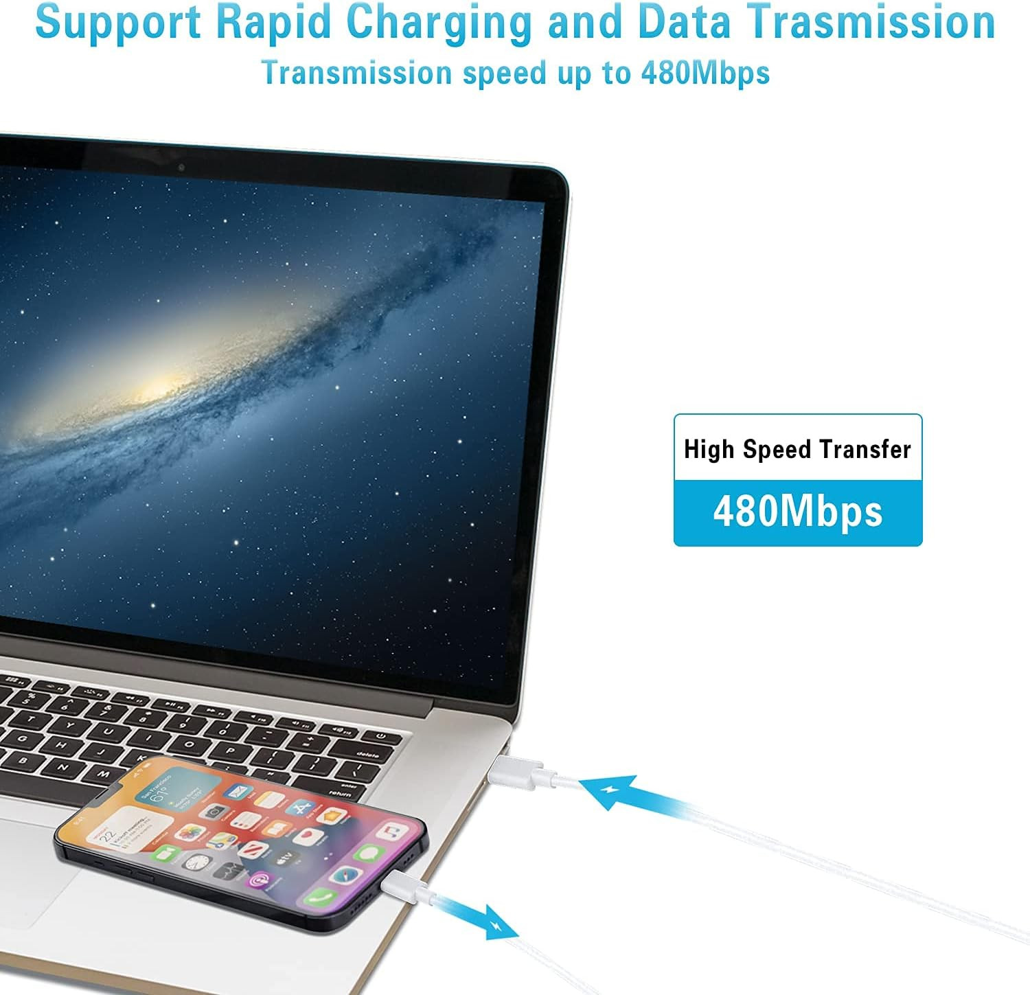 USB C to Lightning Cable 3Pack 6FT [MFi Certified] iPhone Fast Charger Cable-image