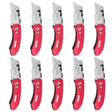 10X Lock Foldable Retractable Blade Utility Knife Back Box Cutter w/ Pocket Clip