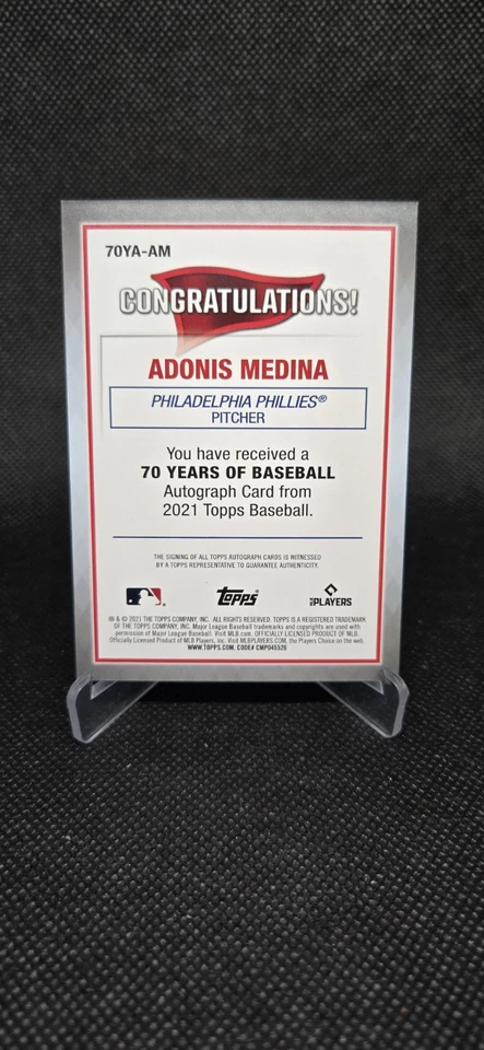 2021 Topps 70 Year Anniversary Auto 70ya-am Adonis Medina Rc  - Image 2 of 2