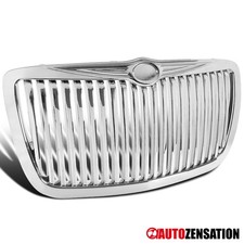 Fits 2005-2010 Chrysler 300 300c Chrome Vertical Front Bumper Hood Grill Grille