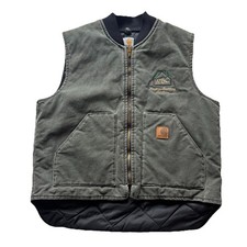 Carhartt Men's VO2 MOS Work Vest Green Insulated Full Zip Canvas Vintage USA XL