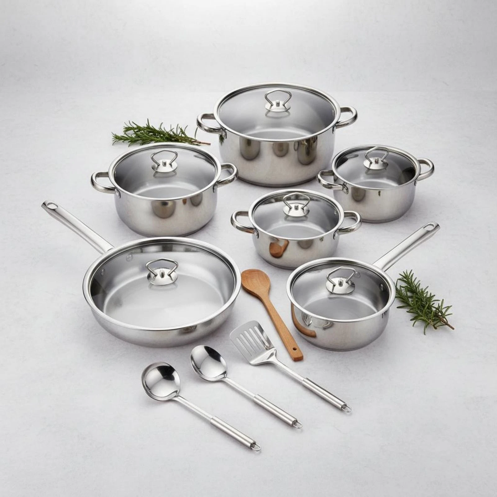 15 Pieces 15 Piece Stainless Steel Cookware Set Layered Bottom
Opens in a new window or tab
