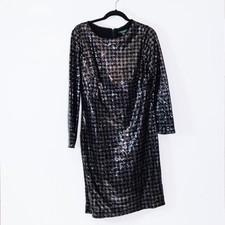 LAUREN Ralph Lauren Women's Sequin Sparkle Embellished Mini Party Cocktail Dress