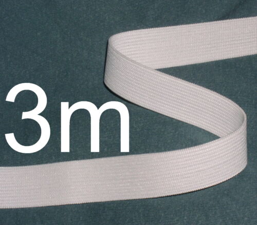 WHITE ELASTIC ¾ INCH TAPE ~ 3m long length of hem edging ~ ideal for waist bands - Picture 1 of 1