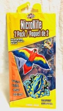 2 pack MicroKite Mini Mylar Kites Handles and Lines Included Macaw and Frog