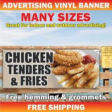 CHICKEN TENDERS FRIES Advertising Banner Vinyl Mesh Sign fried hot fresh food