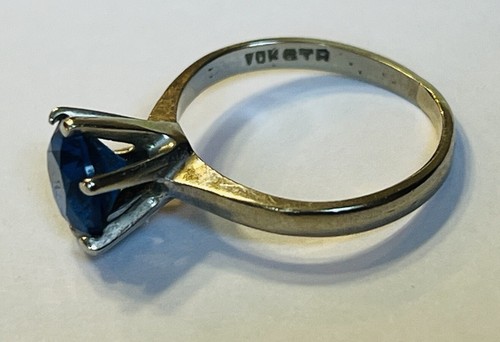 Vintage 10k White Gold Ring w/ Blue Spinel 2.2 Grams Size 4.5 by J.M. FOX - Picture 2 of 5