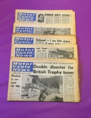 LOT OF 5 1968 MOTOR CYCLE NEWS WEEKLY MOTORCYCLE NEWSPAPERS, OCTOBER MONTH L K