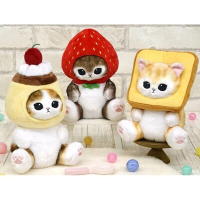 mofusand Stuffed Toy Set of 3 Plush Doll Pudding Strawberry Toast Bread Cat