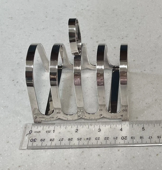 Royal "E II R" Cifra QUEEN ELIZABETH II Monograma Plateado Tostador Estante Inglaterra Foto 3 de 4