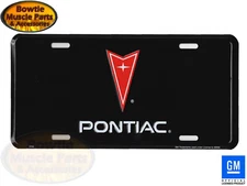 PONTIAC ARROWHEAD LOGO LICENSE PLATE BLACK BACKGROUND VANITY TAG FIREBIRD GTO