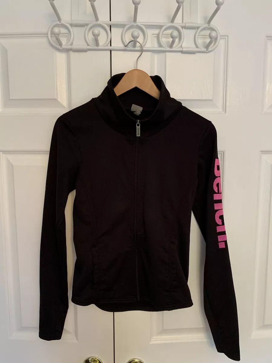 Bench Women s Black Zip Up Sweater Size S Full Zip Athletic Wear Bench Pink Arm