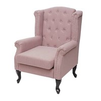 Relaxsessel Chesterfield, Sessel Clubsessel, Wasserabweisend Stoff, Vintage Rosa