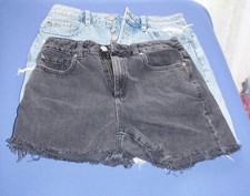 Denim Cut-off Shorts Size 5 Two Pairs Black Blue Women Garage Ultra-Distressed