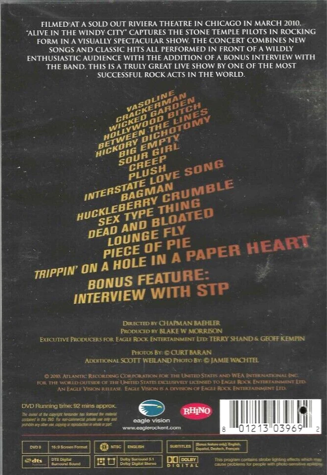 Stone Temple Pilots: Alive in the Windy DVD,NEW! LIVE CONCERT 2010,Scott Weiland - Image 4 of 4