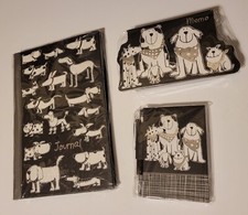 3 NEW Dog Puppy Black Spiral Notebook Journal lined Memo Notepad Diary Desk Set