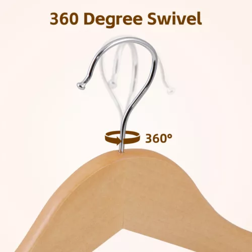 50 Stück Kleiderbügel Premium Natur Finish Anzug Hosen Kleiderbügel Holz - Bild 2 von 16