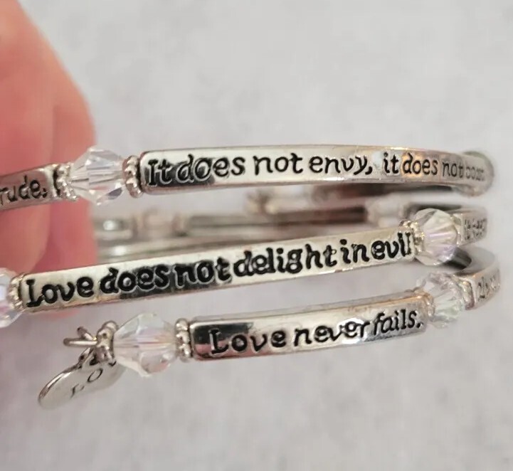 Scripture Wrap Bracelet Silverstone With Crystal … - image 2