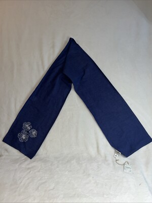 Tag Aloha Co Scarf  Co Blue Women s All Weather  Embroidered Hibiscus Kailua,HI