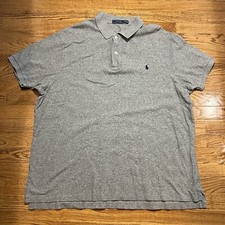 Polo Ralph Lauren Polo Shirt Mens 2XB Big Gray Black Pony Golf Short Sleeve