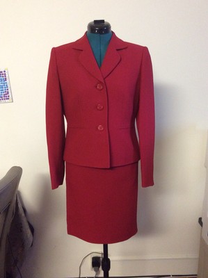 tahari red skirt suit