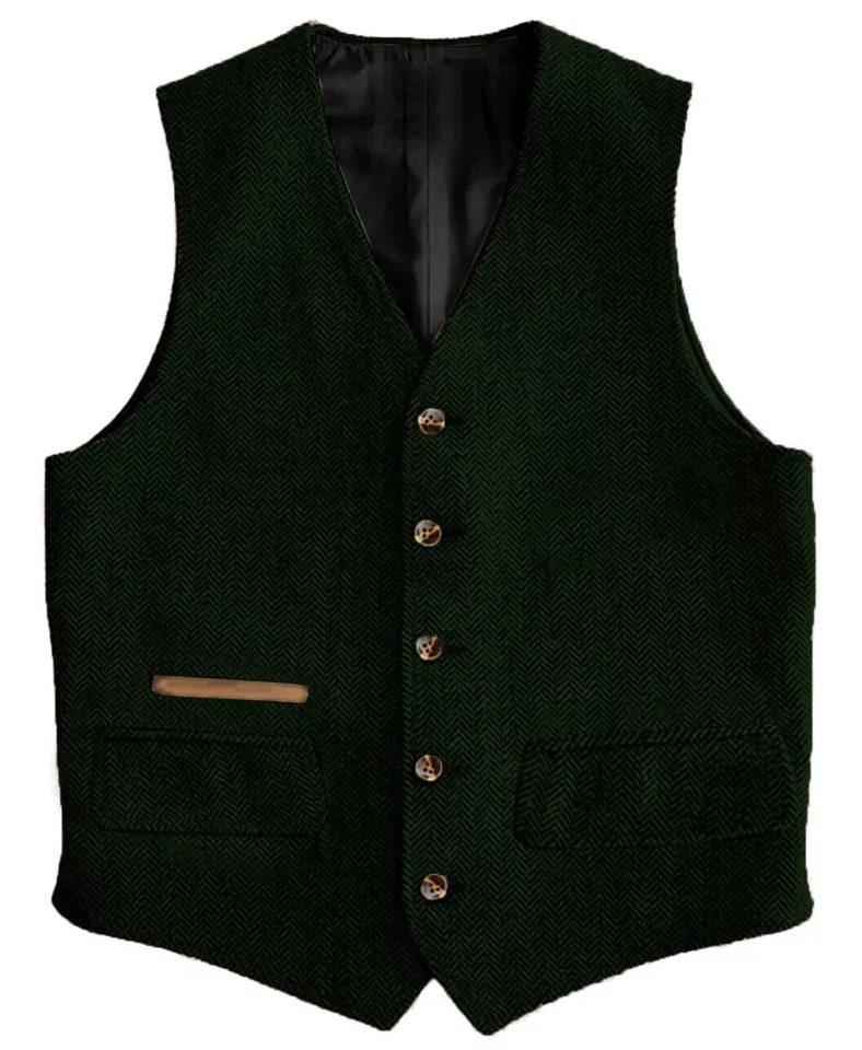 Herren Anzug Tweed Weste Jagd Herringbone Wolle Vintage Hochzeit Retro - Bild 4 von 4