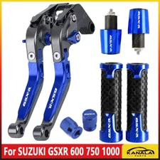 Handle Grips Cap Adjustable Brake Clutch Levers Set For SUZUKI GSXR 600 750 1000