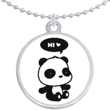 Hi Panda Cute Round Pendant Necklace Beautiful Fashion Jewelry