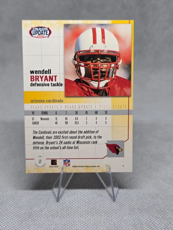 2002 Pacific Heads Update #2 Wendell Bryant Arizona Cardinals - Image 2 of 3