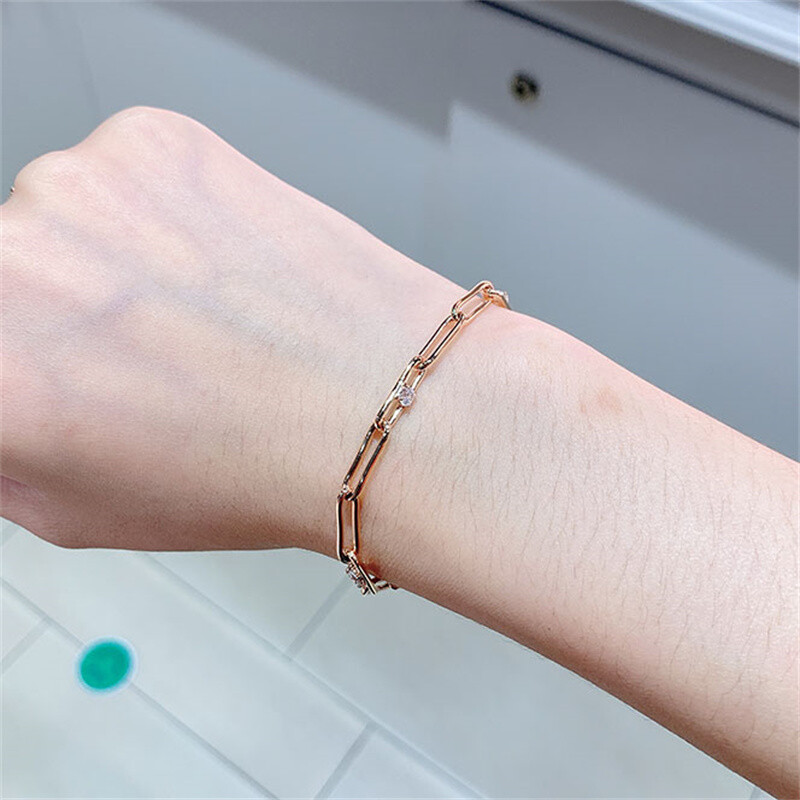 New 100 Authentic 925 Sterling Silver Rose Gold, P Link Chain & Stones