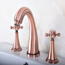 Antique Red Copper Brass 3-Hole Widespread Bathroom Sink Faucet Mixer Tap frg076