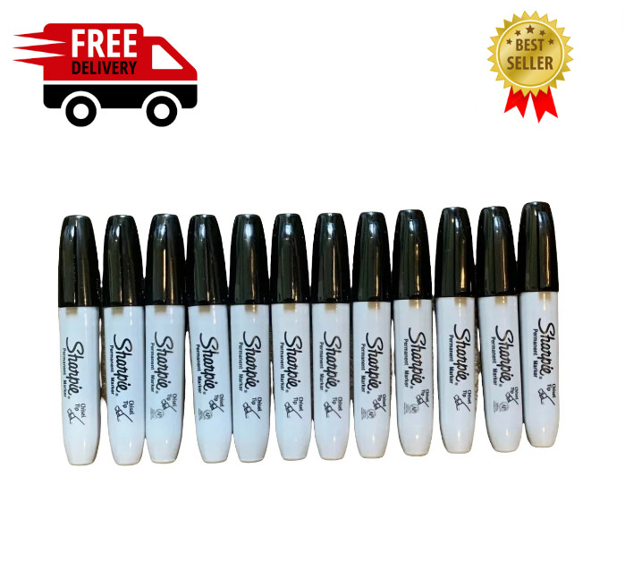 Permanent Black Ink Large Broad Marker 12-count