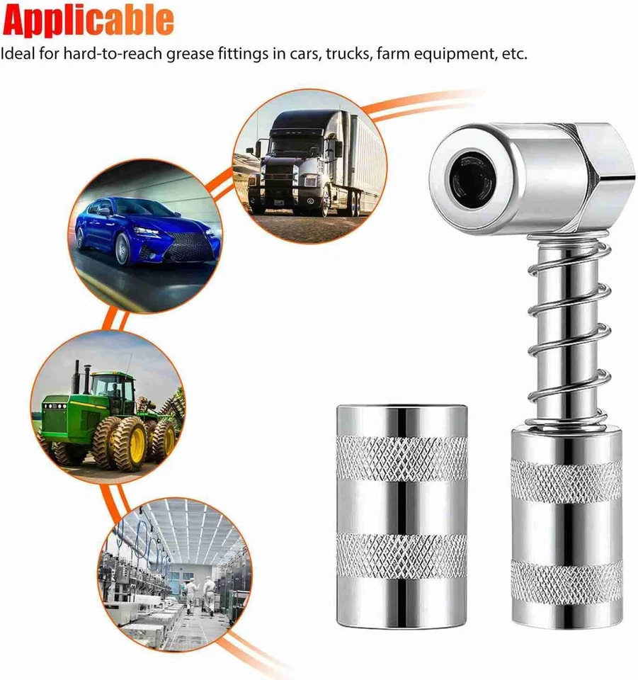 1 Juego Adaptador Boquilla de Grasa Pistola de Grasa-Accesorio Acoplador 90 Grados Adaptador Herramienta Foto 4 de 4