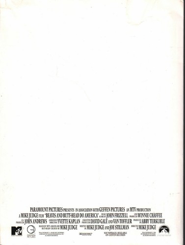 Beavis and Butthead Do America Press Kit w/1996 Paramount 062320AME - Imagen 4 de 4