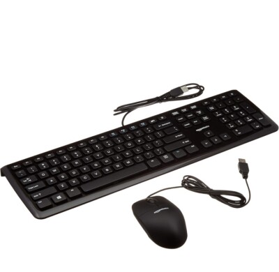 Amazon Basics USB Wired Computer Keyboard and Wired Mouse Bundle Pack  Reg $51