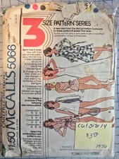 Vintage 1976 McCalls 5066 Cut & Complete Size 14 Misses Dress, Swimsuit,  Tennis