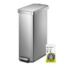 Hudson Slim 50L / 13.2 Gallon Kitchen Trash Can with Lid, Stainless Steel Ste...