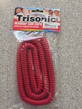 Vintage Phone Cord Red Modular Coil Trisonic Ts-60-25 NIP Retro
