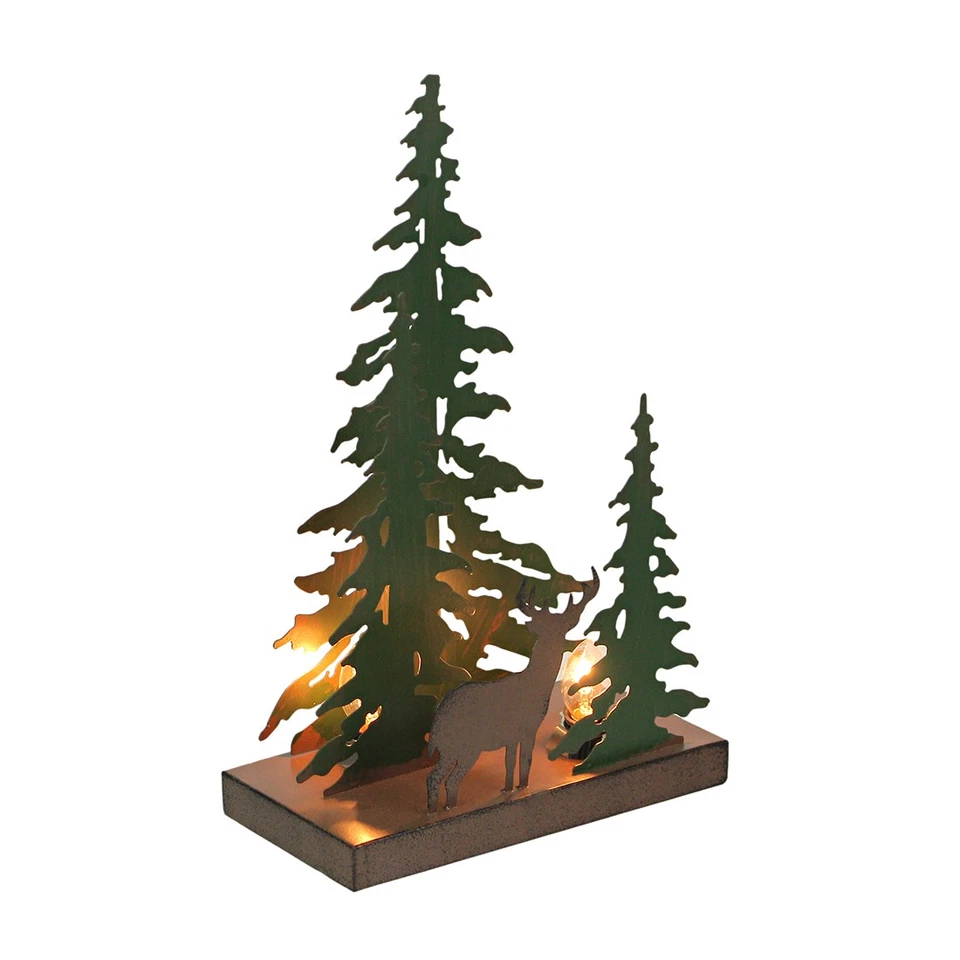 Rustic Metal Deer Forest Stroll Accent Lamp Decorative Woodland Cabin Home Decor - Image 2 of 4
