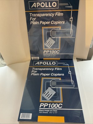 2 Packages Of APOLLO Transparency Film For Plain Paper Copiers 100 Sheets Each