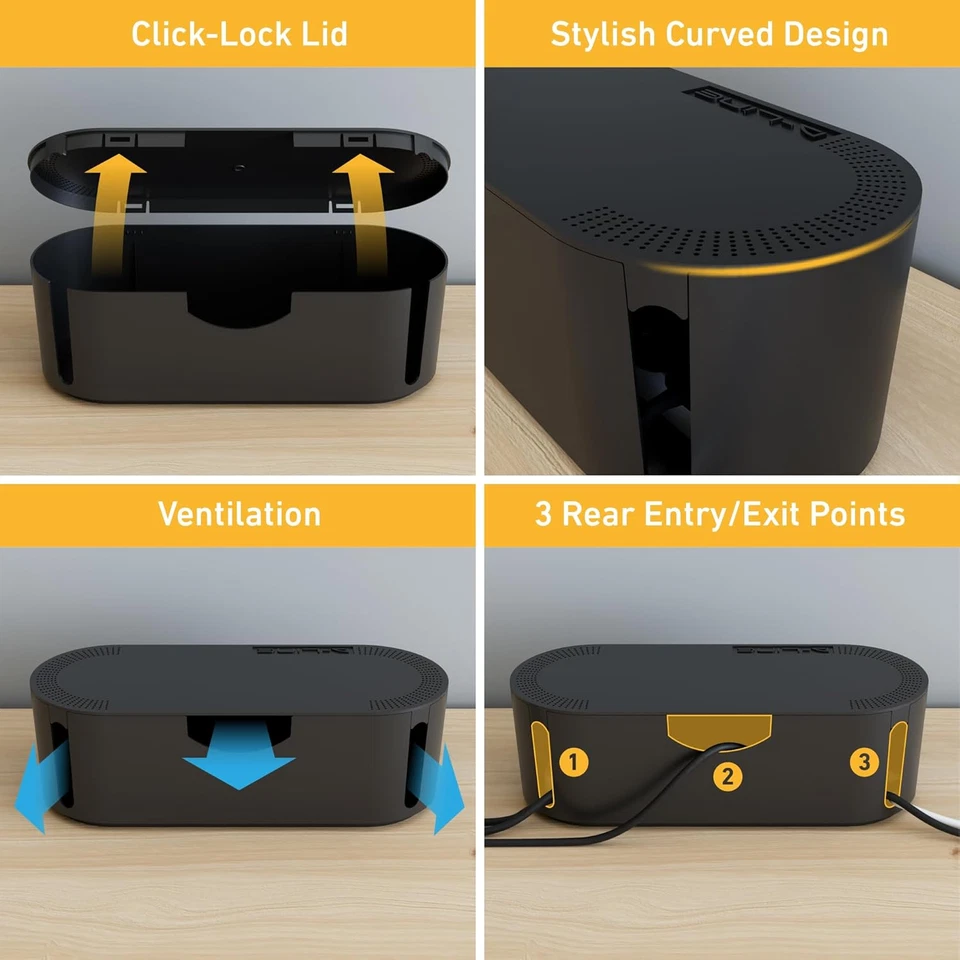 D-Line Kabelbox EU/CTUSMLB/SW, Kabelmanagement-Box Zum Kabel Verstecken Bei Kabe - Bild 4 von 4