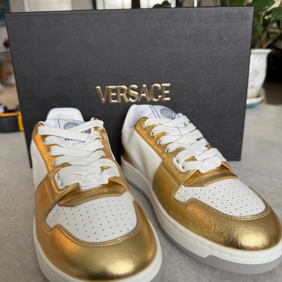 Versace Medusa Gold/White Leather Women's Sneaker Shoe, 1014316, multiple sizes - Image 2 of 4