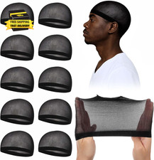 30Pcs Wave Cap for Men Black Stocking Caps for Men Non-Slip High Elastic Black S