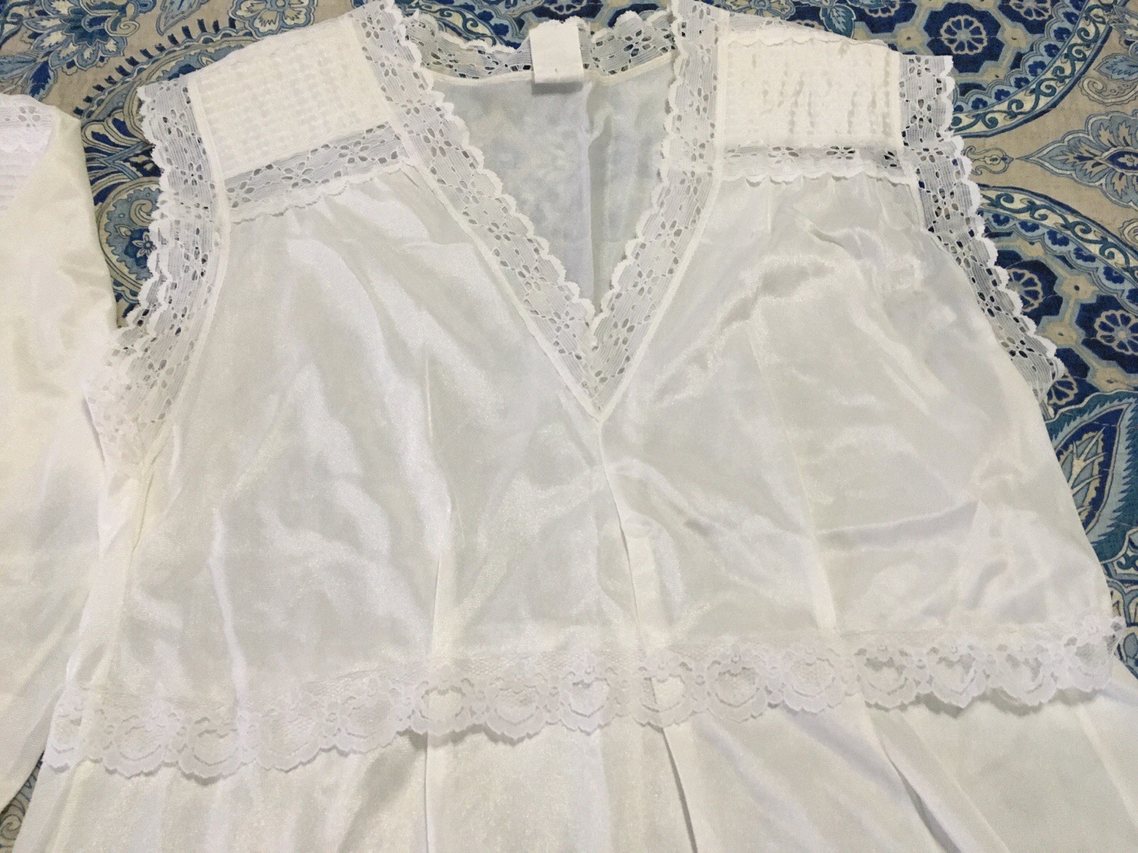 Vintage Nightgown Robe Set Womens Medium Lace Trim Peignoir Sleepwear 70s