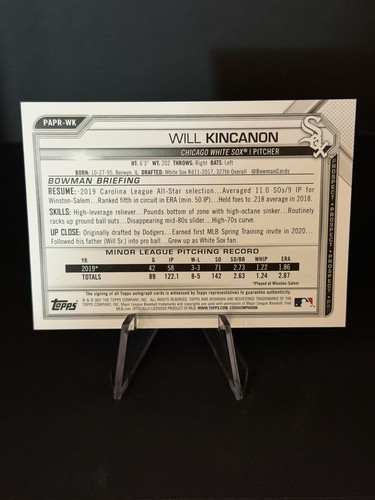 2021 1st Bowman  - Auto Will Kincanon /50 Gold Border... - Picture 2 of 2