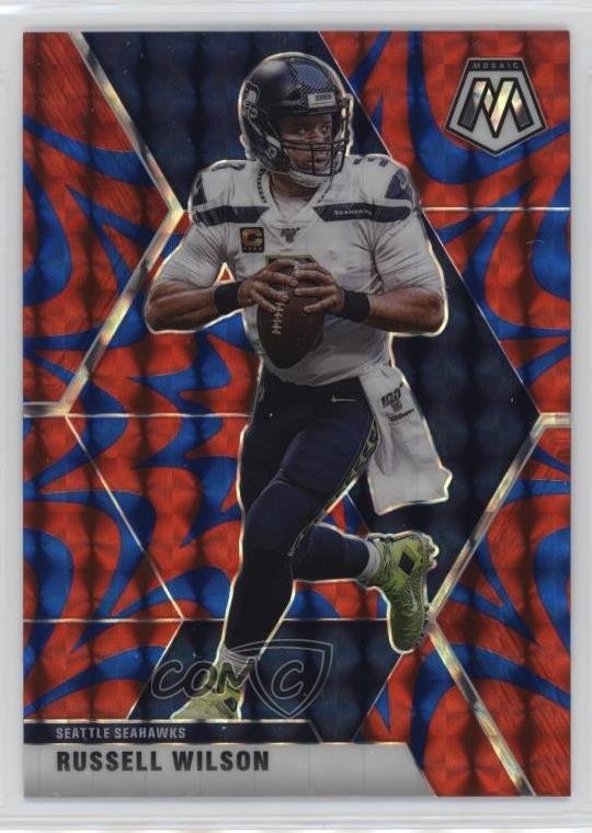 2020 Panini Mosaic Reactive Blue Mosaic Prizm Russell Wilson #181 1p2e