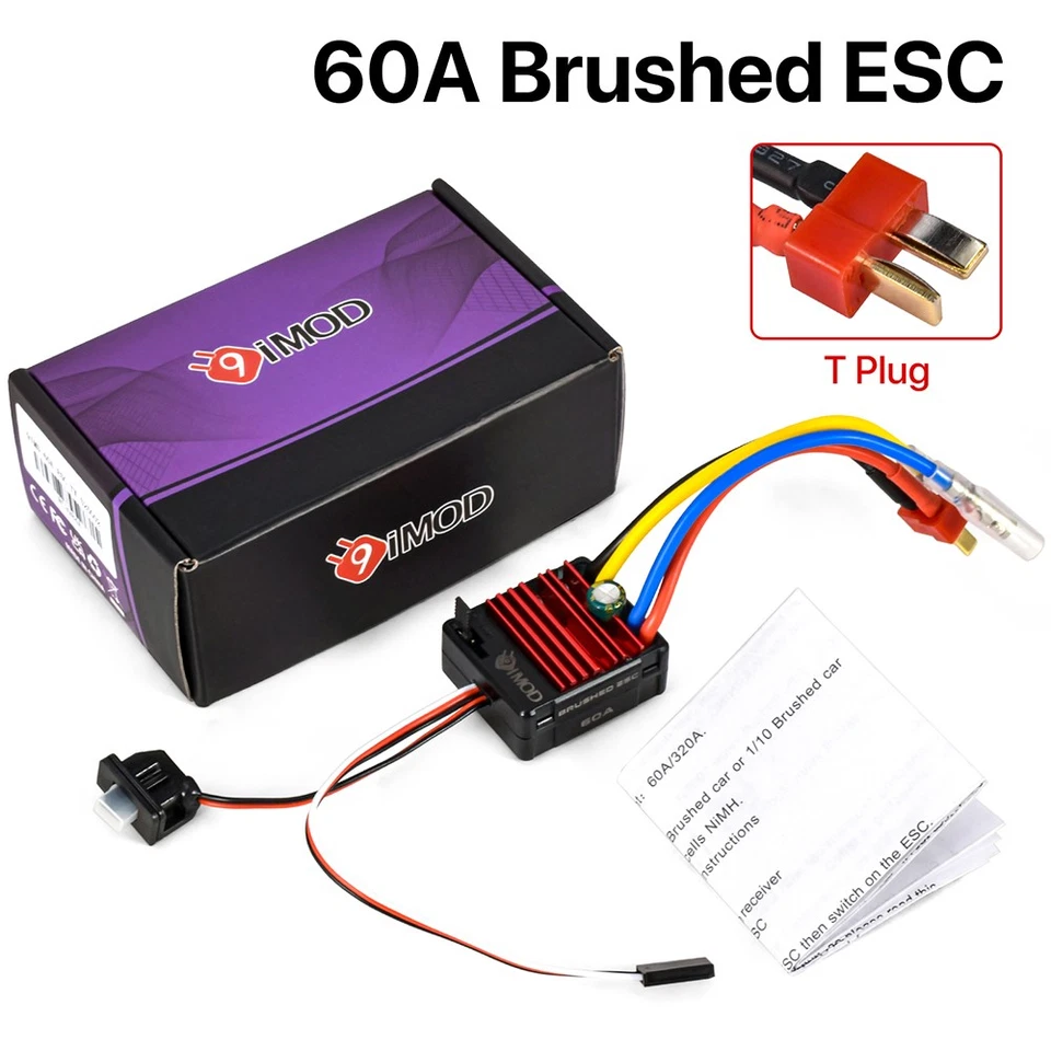 9IMOD Brushed 60A ESC IP65 Waterproof For 1/10 RC Crawler Car 550 540 Motors - Image 2 of 4