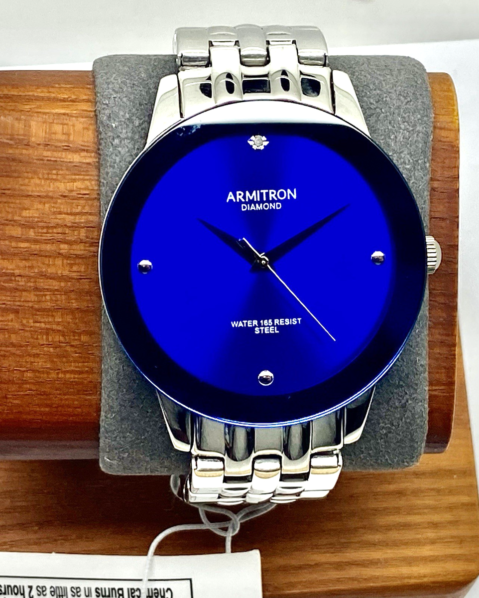 Armitron 20-4952SV Men's Watch Diamond Quartz WR50m Blue Dial 41mm